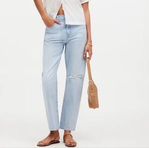 Madewell The ’90s Straight Crop Jeans 32 Fitzgerald Wash Rigid Denim Distressed